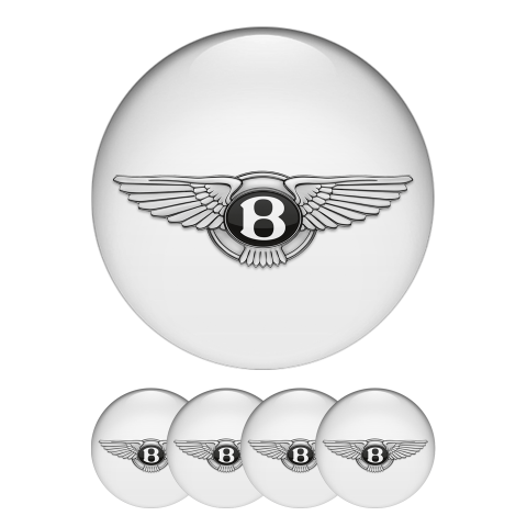 Bentley Center Hub Dome Stickers 3D White Logo