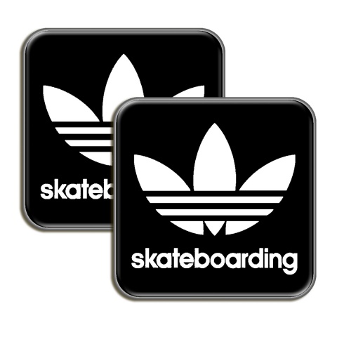 Adidas Skate Silicone Stickers Black with White Logo 2 pcs