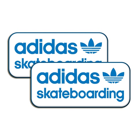 Adidas Skate Silicone Stickers White with Blue Logo 2 pcs