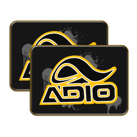 Adio Silicone Stickers Black with Yellow Logo 2 pcs