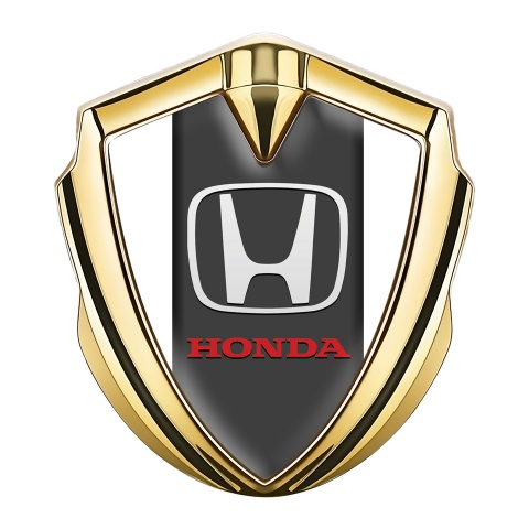 Honda Selbstklebendes Metallaufkleber Emblem Goldtonfarbe mit Weiss Grau Basis Stil