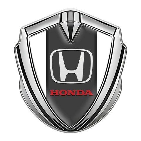 Honda Selbstklebendes Metallaufkleber Emblem Silbertonfarbe mit Weiss Grau Basis Stil