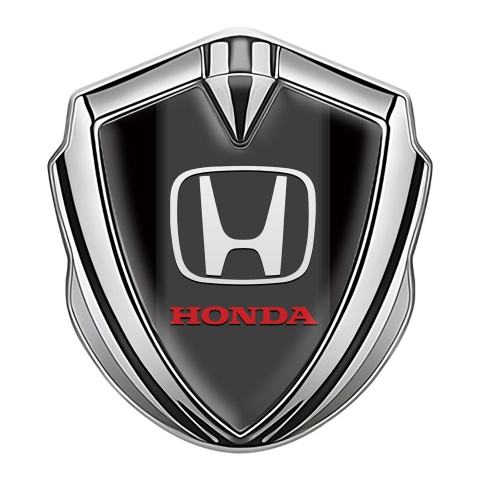 Honda Emblem Logo Schriftzug Aufkleber Silbertonfarbe Schwarz Fundaments und Weiss Rot Logo