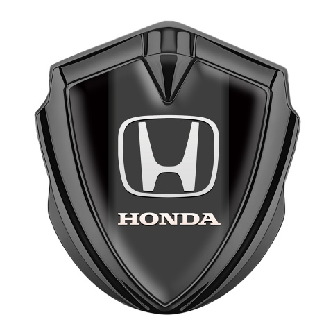 Honda Seitenflugel Emblem Aufkleber Graphit Tonfarbe mit Schwarz Basis und Weiss logo