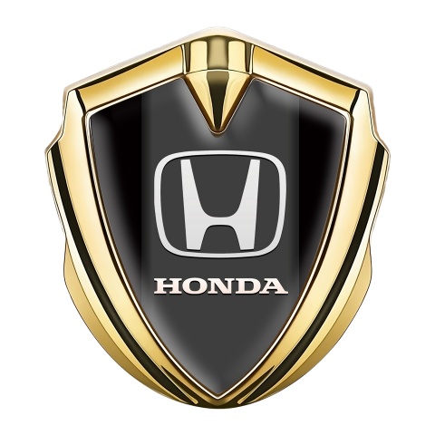 Honda Seitenflugel Emblem Aufkleber Goldtonfarbe mit Schwarz Basis und Weiss logo