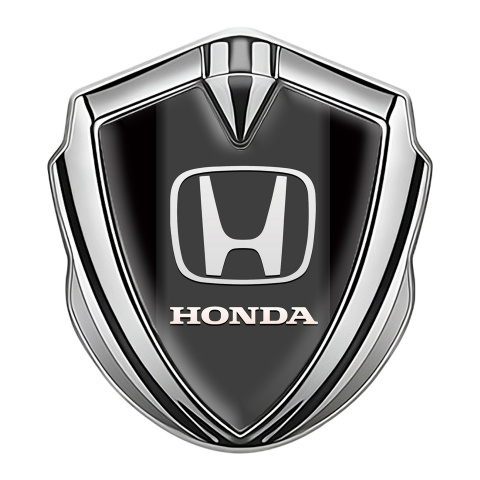 Honda Seitenflugel Emblem Aufkleber Silbertonfarbe mit Schwarz Basis und Weiss logo