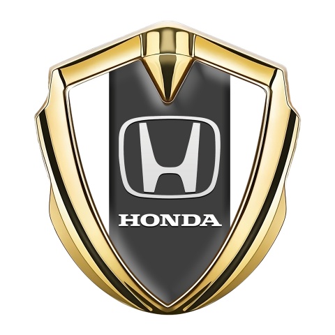 Honda Emblem Abzeichen Goldtonfarbe mit Weiss Basis und Grau Panel Design