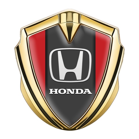 Honda Abzeichen selbstklebend Goldtonfarbe mit Rote Grau basis Und Weiss Logo