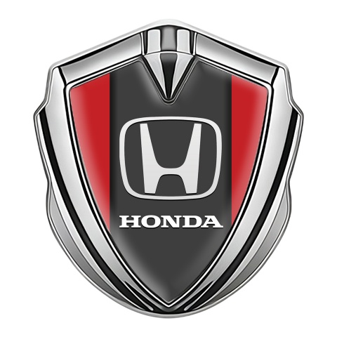 Honda Abzeichen selbstklebend Silbertonfarbe mit Rote Grau basis Und Weiss Logo