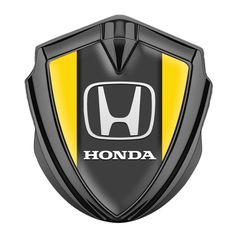 Honda Emblem Abzeichen selbstklebend Graphit Tonfarbe mit Gelb Grau Hintergrund und Weiss logo