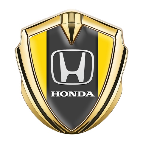 Honda Emblem Abzeichen selbstklebend Goldtonfarbe mit Gelb Grau Hintergrund und Weiss logo