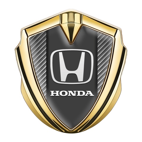 Honda Emblem Auto Zeichen Goldtonfarbe mit Leichter Kohlenstoff Hintergrund und Weiss Logo