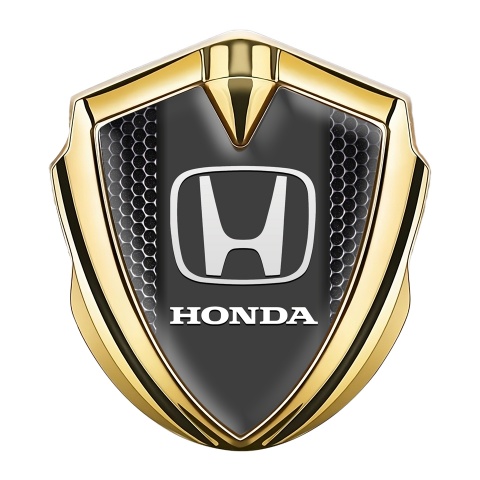 Honda Emblem Aufkleber Autozubehor Goldtonfarbe mit Perforierter Stahl Design und Weiss logo