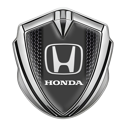 Honda Emblem Aufkleber Autozubehor Silbertonfarbe mit Perforierter Stahl Design und Weiss logo
