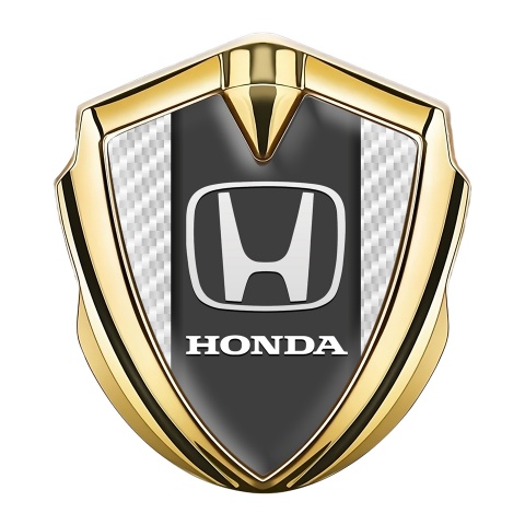Honda Seitenflugel Emblem Aufkleber Goldtonfarbe mit Weiss Hintergrund und Zentraler Graphit Conzola