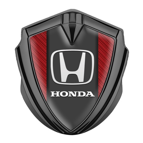 Honda Emblem Abzeichen Graphit Tonfarbe mit Rote Kohlenstoff und Weiss Logo