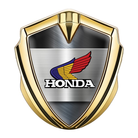 Honda Selbstklebendes Metallaufkleber Emblem Goldtonfarbe Gebursteter Stahl Design
