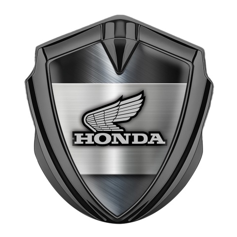 Honda Emblem Logo Schriftzug Aufkleber Graphit Tonfarbe mit Stahlplatte Basis Design