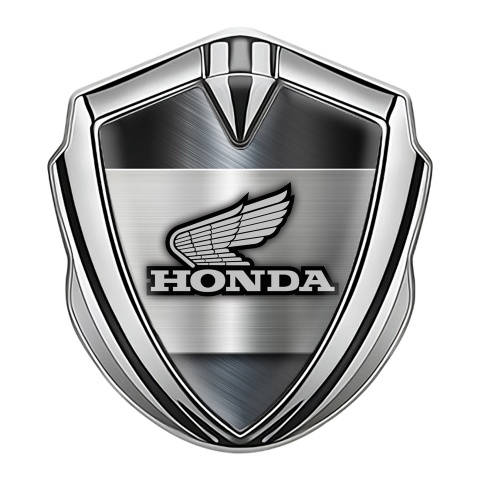 Honda Emblem Logo Schriftzug Aufkleber Silbertonfarbe mit Stahlplatte Basis Design