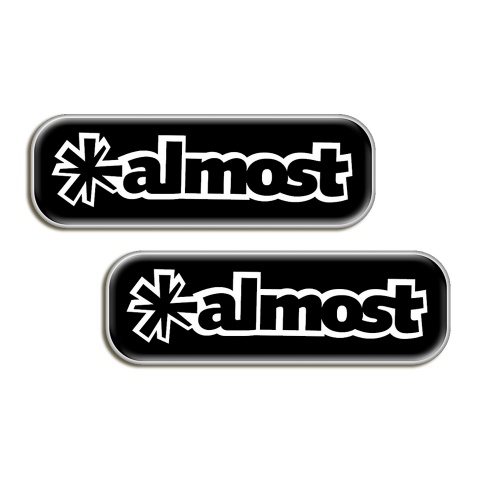 Almost Skateboards Domed Stickers Black with White 2 pcs