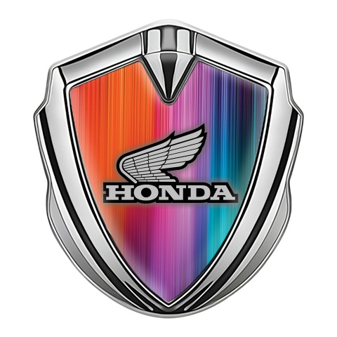Honda Seitenflugel Emblem Aufkleber Silbertonfarbe mit Farbexplosion Hintergrund Stil