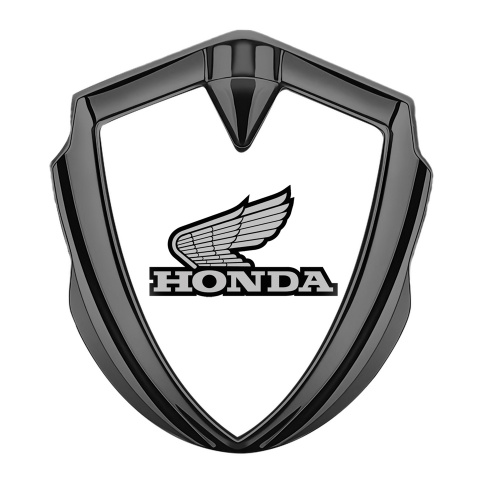 Honda Emblem Abzeichen selbstklebend Graphit Tonfarbe mit Weiss Vorlage und Grau Logo Version