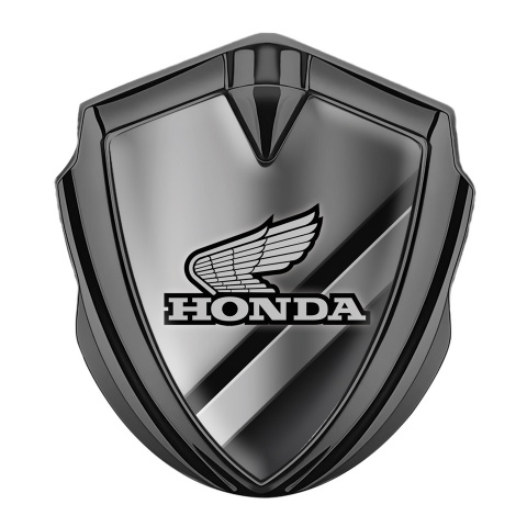 Honda Emblem Auto Zeichen Graphit Tonfarbe mit Mattierte Stahlplatten und Grau logo