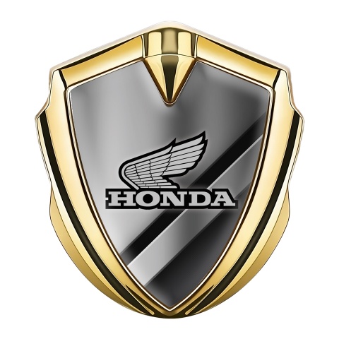 Honda Emblem Auto Zeichen Goldtonfarbe mit Mattierte Stahlplatten und Grau logo