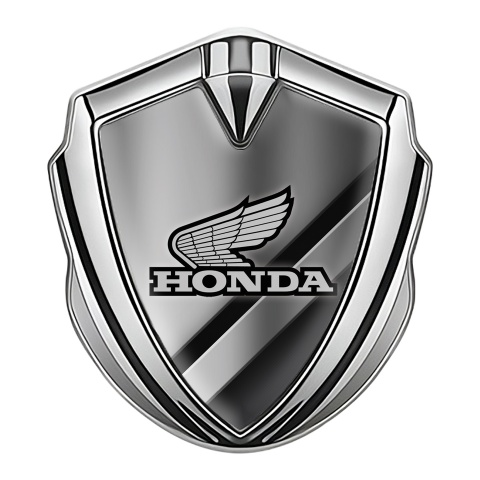 Honda Emblem Auto Zeichen Silbertonfarbe mit Mattierte Stahlplatten und Grau logo