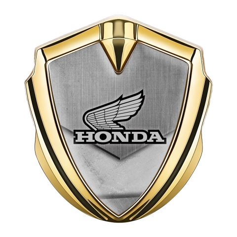 Honda Seitenflugel Emblem Aufkleber Goldtonfarbe mit Steinplatten Effekt Und Grau Logo Version