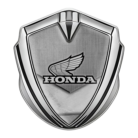 Honda Seitenflugel Emblem Aufkleber Silbertonfarbe mit Steinplatten Effekt Und Grau Logo Version