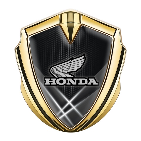 Honda Emblem Abzeichen Goldtonfarbe mit Ex Lichter Basis Stil und Grau Logo