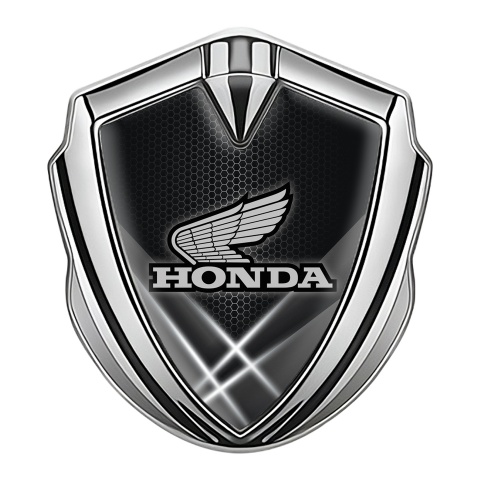 Honda Emblem Abzeichen Silbertonfarbe mit Ex Lichter Basis Stil und Grau Logo