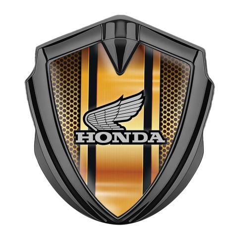 Honda Emblem Abzeichen selbstklebend Graphit Tonfarbe mit Orange Netzwerk Hintergrund Und Grau Logo Version