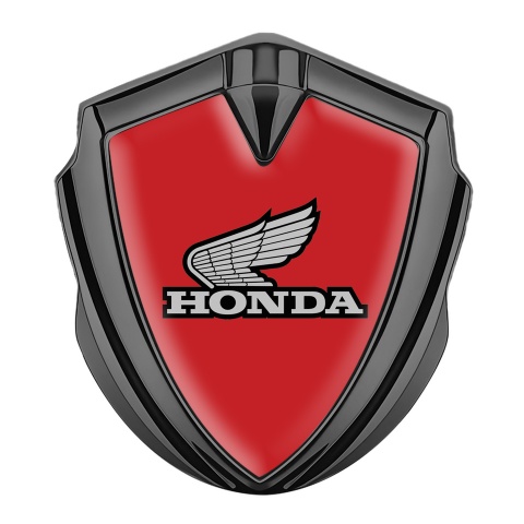Honda Emblem Auto Zeichen Graphit Tonfarbe mit Dunkel rot und Grau Logo Stil