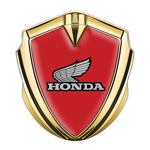 Honda Emblem Auto Zeichen Goldtonfarbe mit Dunkel rot und Grau Logo Stil