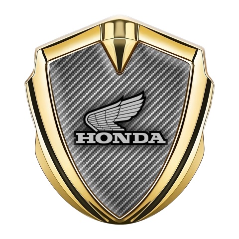 Honda Emblem Aufkleber Autozubehor Goldtonfarbe mit Kohlenstoff Design und Grau Logo