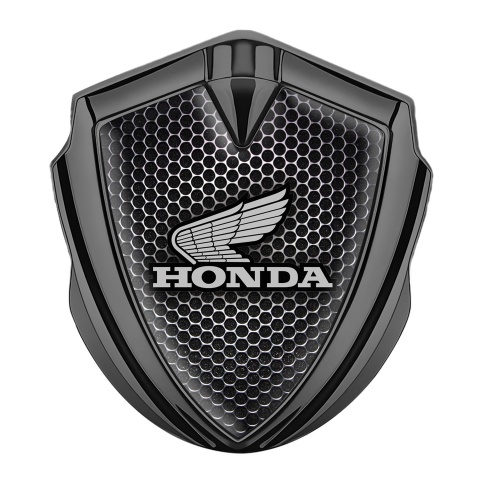 Honda Selbstklebendes Metallaufkleber Emblem Graphit Tonfarbe Perforierter Stahl Effekt Grau Logo
