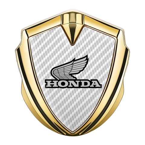 Honda Seitenflugel Emblem Aufkleber Goldtonfarbe mit Weiss Carbon Vorlage und Grau logo