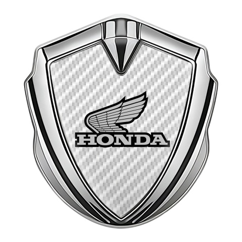 Honda Seitenflugel Emblem Aufkleber Silbertonfarbe mit Weiss Carbon Vorlage und Grau logo
