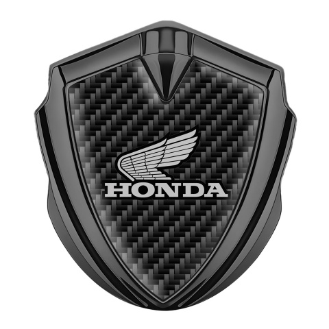 Honda Abzeichen selbstklebend Graphit Tonfarbe mit Schwarz Kohlenstoff Stil und Grau Logo