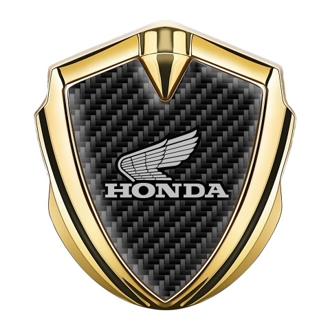 Honda Abzeichen selbstklebend Goldtonfarbe mit Schwarz Kohlenstoff Stil und Grau Logo