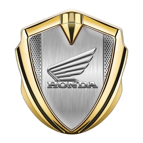 Honda Emblem Auto Zeichen Goldtonfarbe Mesh mit Stahlplatte Design