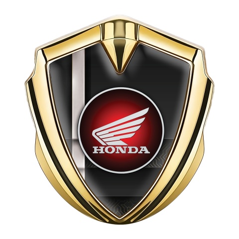 Honda Selbstklebendes Metallaufkleber Emblem Goldtonfarbe mit Treppeneffekt Basis und Rundes Logo