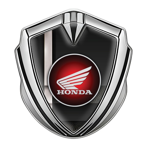 Honda Selbstklebendes Metallaufkleber Emblem Silbertonfarbe mit Treppeneffekt Basis und Rundes Logo