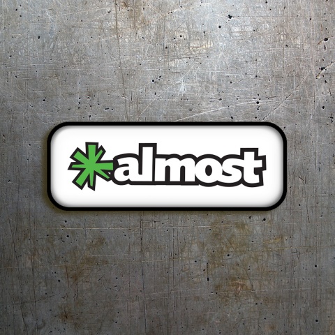 Almost Silicone 3D Stickers White with Green Logo 2 pcs