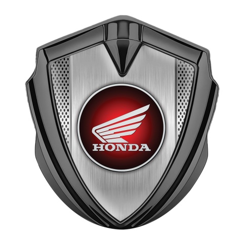 Honda Emblem Abzeichen Graphit Tonfarbe mit Metallgeflecht Basis Stil und Rundes Logo
