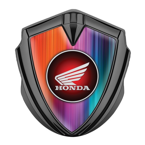 Honda Emblem Auto Zeichen Graphit Tonfarbe mit Regenbogeneffekt und Rundes Logo