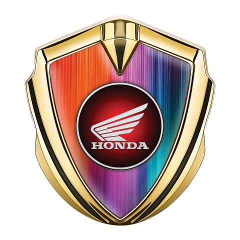 Honda Emblem Auto Zeichen Goldtonfarbe mit Regenbogeneffekt und Rundes Logo