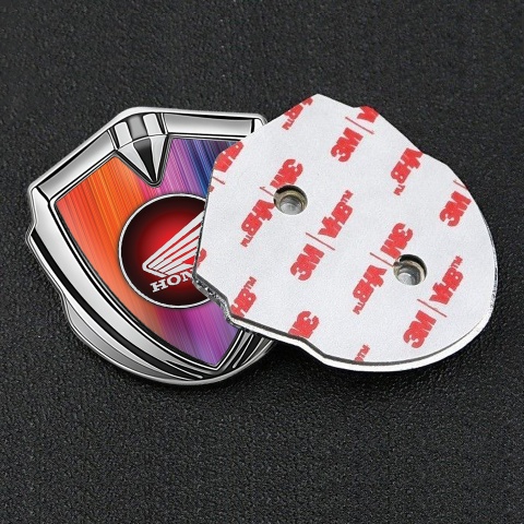 Honda Emblem Auto Zeichen Silbertonfarbe mit Regenbogeneffekt und Rundes Logo